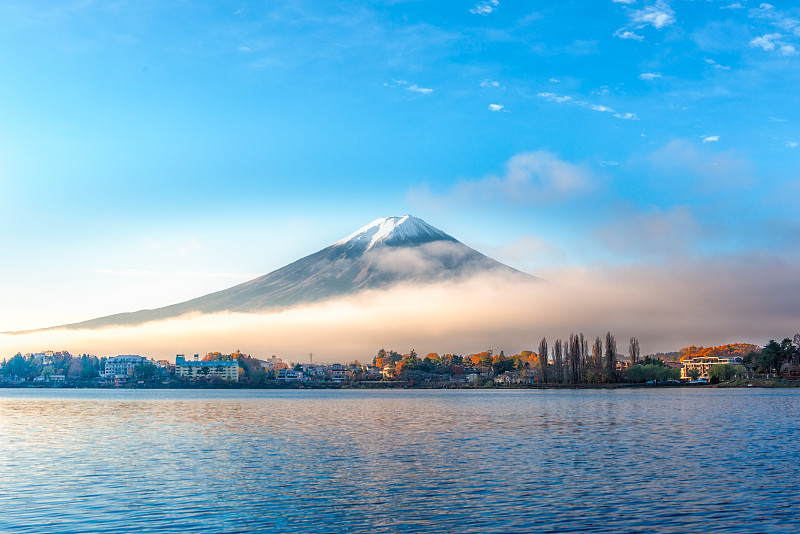 富士山五彩缤纷的景色图片下载