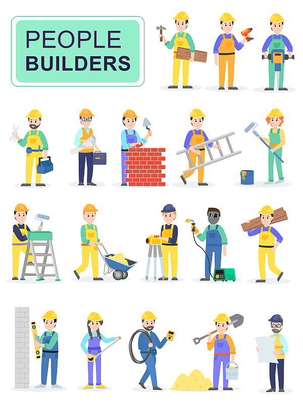 一群人建造工人。图片下载