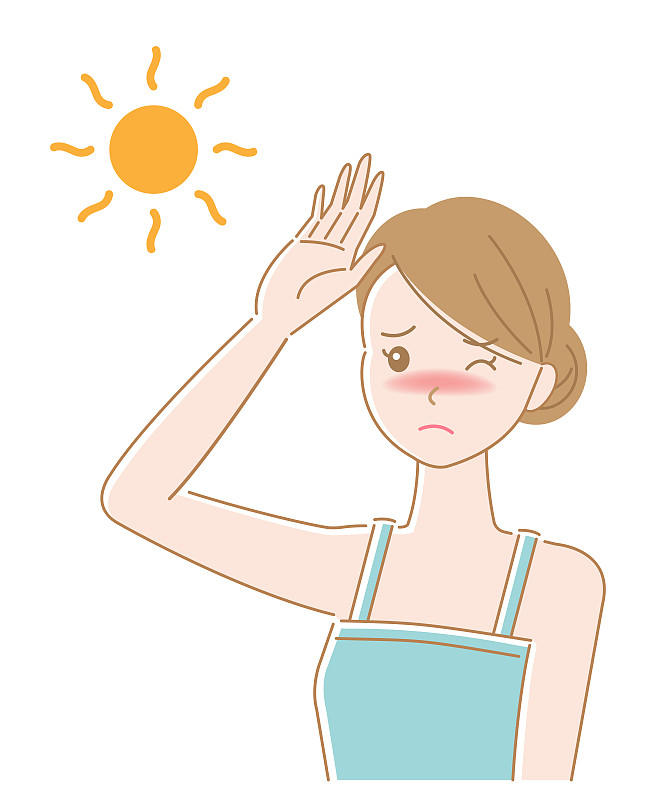 young woman and ultraviolet rays illustration. Beauty and health care concept图片素材