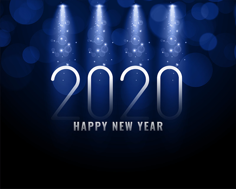 2020年蓝色新年背景与光线图片下载
