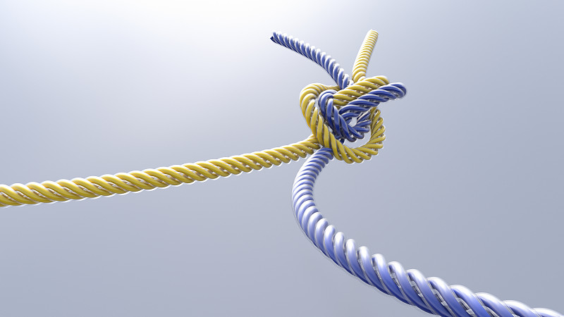 两条打结的绳子，3D渲染图片下载