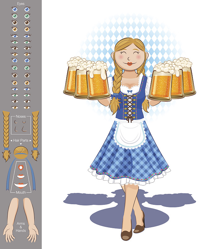 啤酒节(拿着很多啤酒杯的女服务员)图片下载