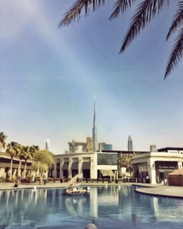 以哈利法塔为背景的城市景观，迪拜，阿联酋图片下载