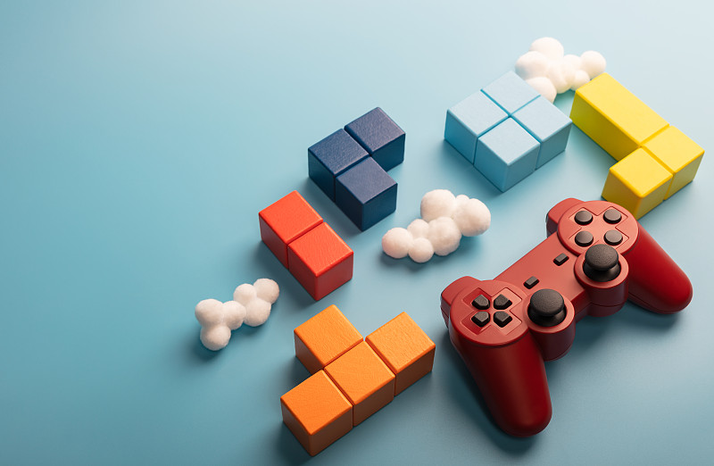 电子竞技游戏快乐云技术积木方块图片素材