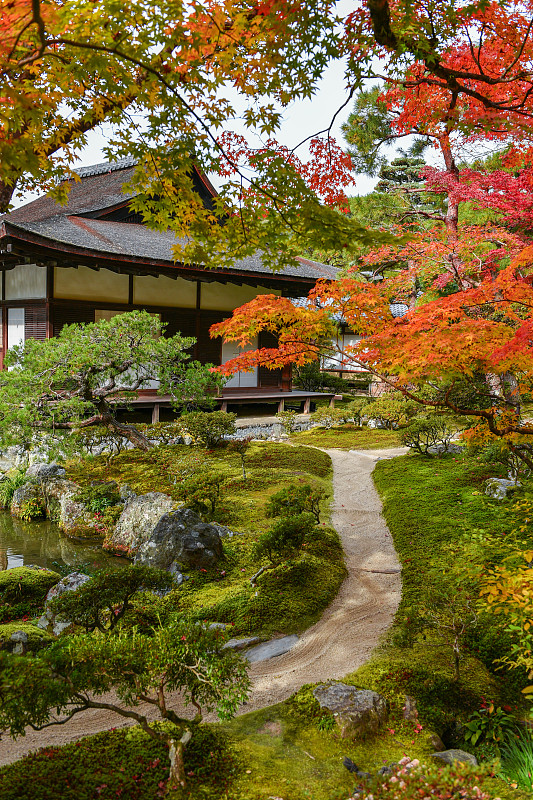 日本京都银阁寺庭院风光图片下载