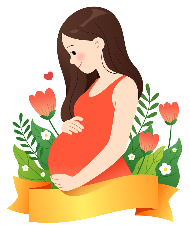 孕妇和花丛背景图片下载