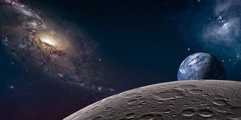 奇幻太空星球和月球地貌图片下载