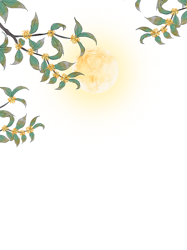 桂花树和圆月图片素材