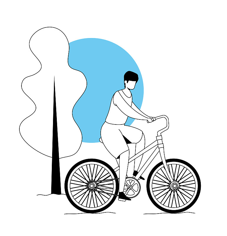 在公园景观中骑自行车的人图片素材