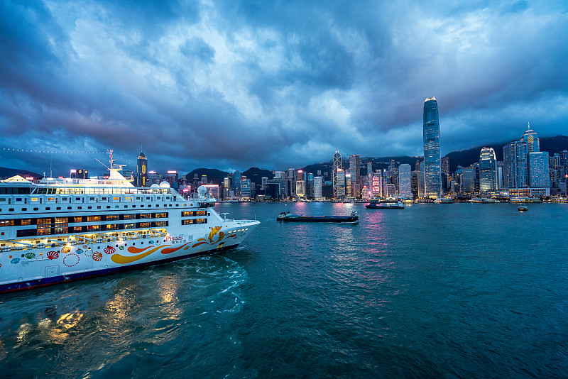 香港维多利亚港城市天际线图片下载