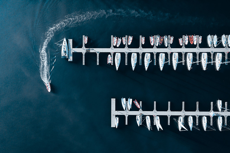中国山东青岛奥林匹克帆船中心局部航拍图片下载
