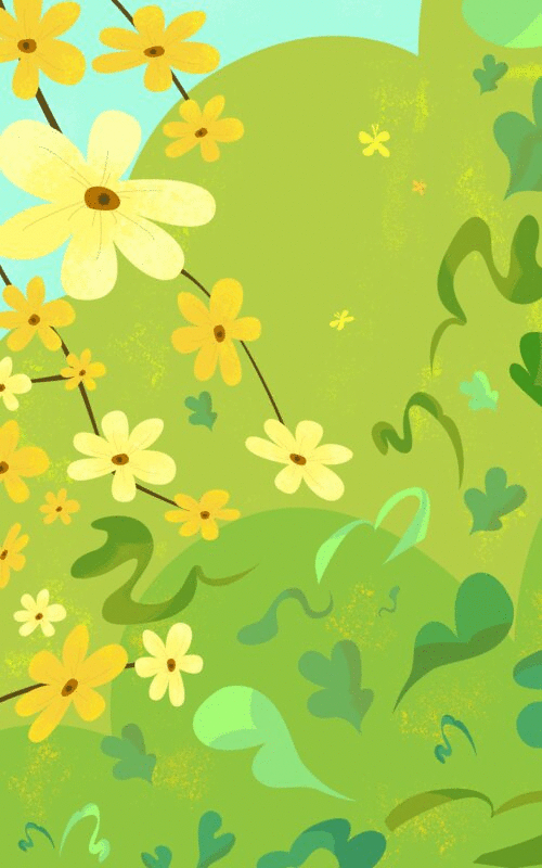 花簇草丛绿色清新自然二十四节气立春春分插画竖版图片下载