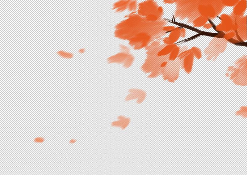 中国风水墨中国画元素秋季枫树叶子图片下载