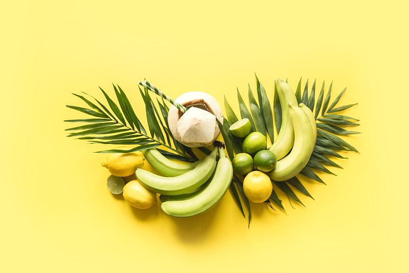 香蕉柠檬椰子黄色图片下载