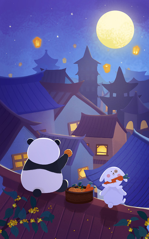 熊猫主题 中秋节图片下载