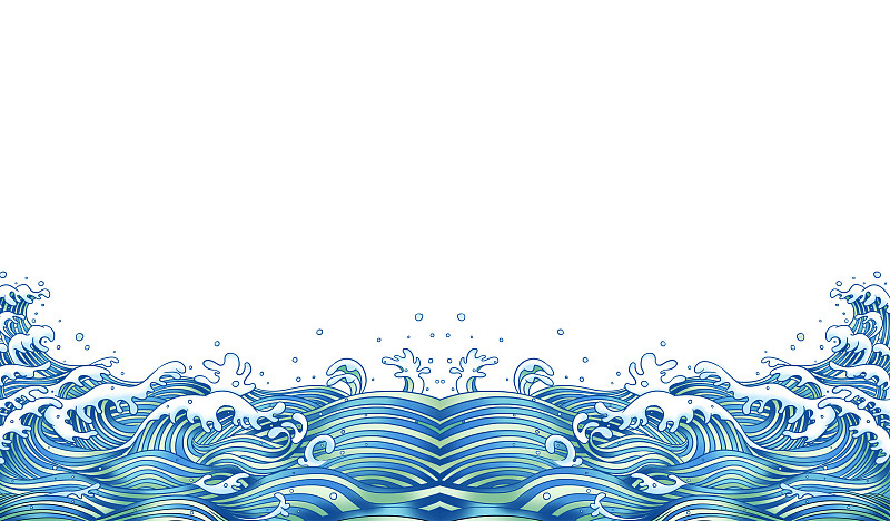 海浪纹中式纹样国潮插画图片