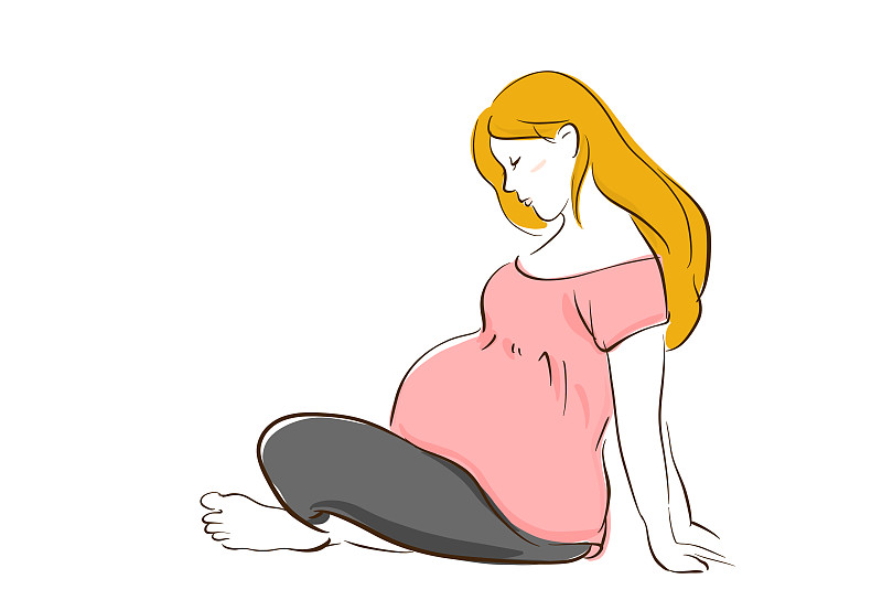 漫画插画图点赞母婴题材psd孕妇人物画图片