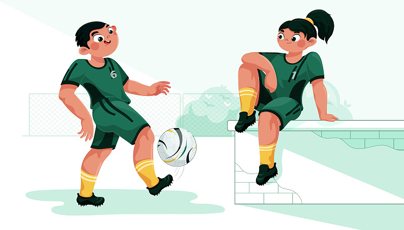 儿童足球主题人物插图图片素材