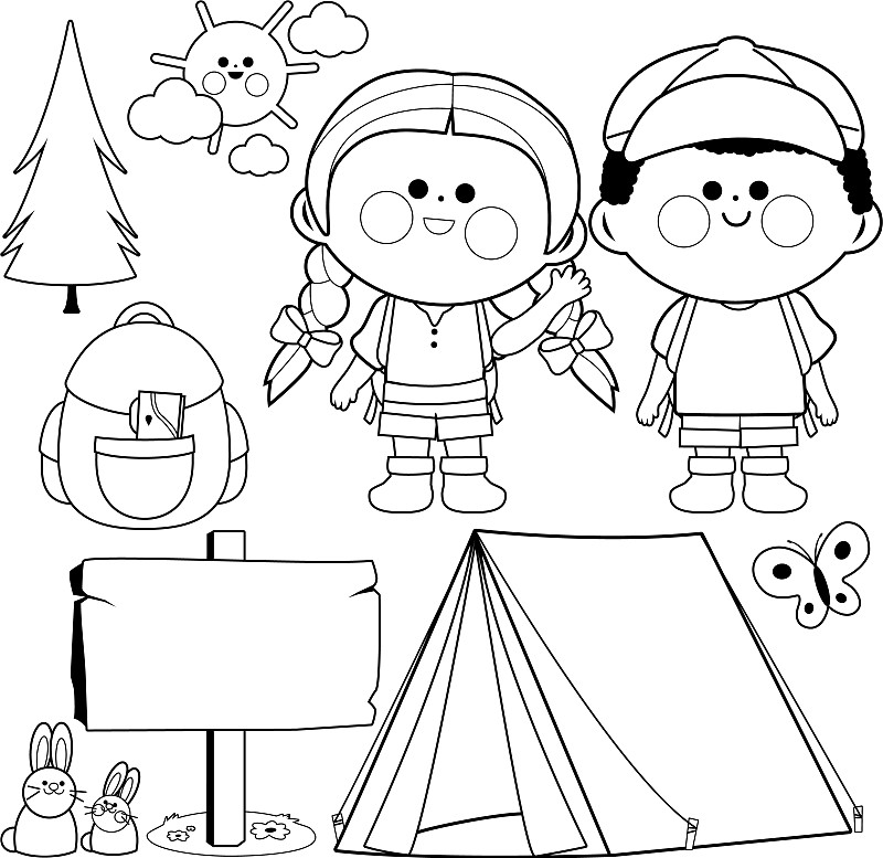 搭帐篷简笔画幼儿园图片