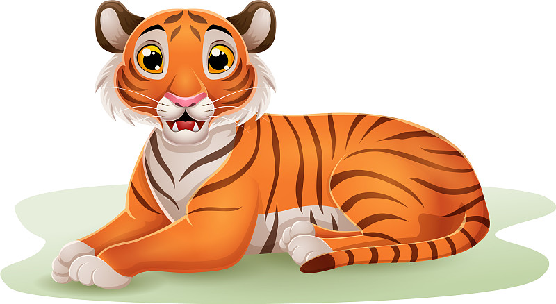 坐着的老虎插画图片