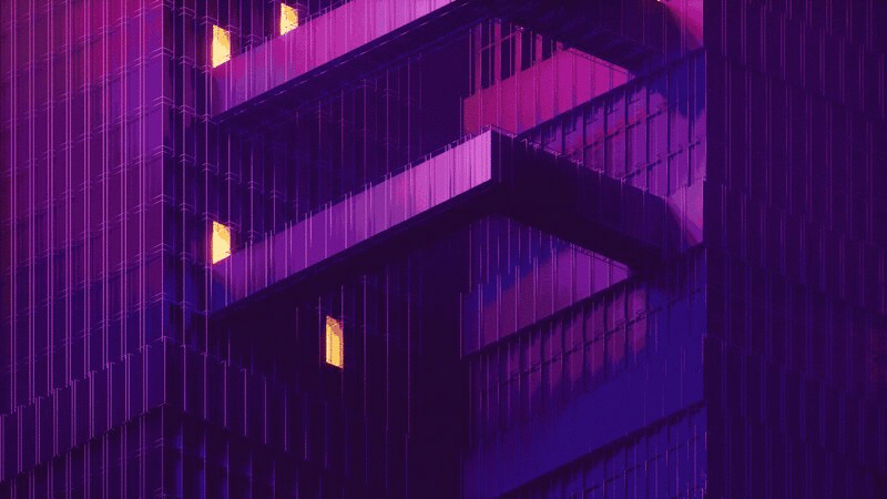夜晚城市高楼建筑与灯光3D渲染图片下载