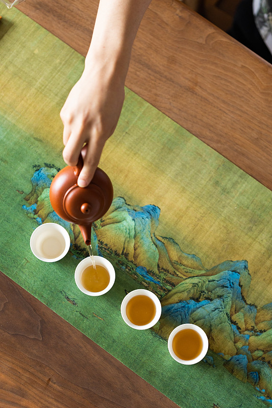 茶旗上的茶具摆件茶文化图片下载