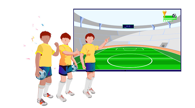 足球迷在看足球体育比赛直播的电视图片下载