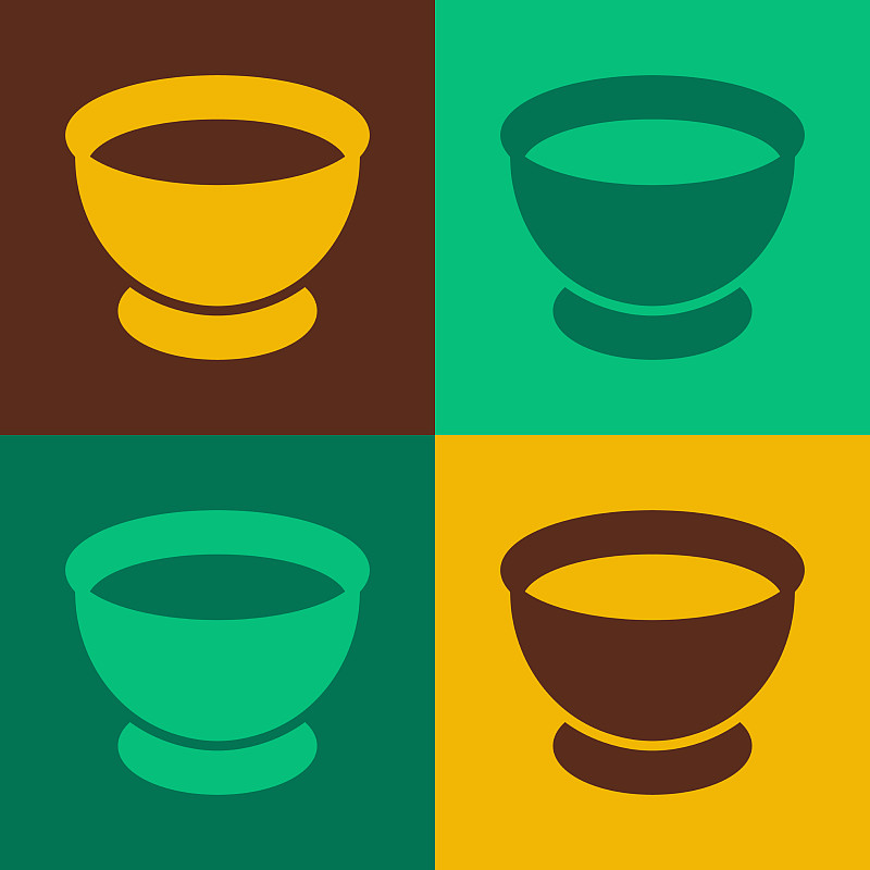 波普艺术酱油在碗图标上孤立的颜色插画图片