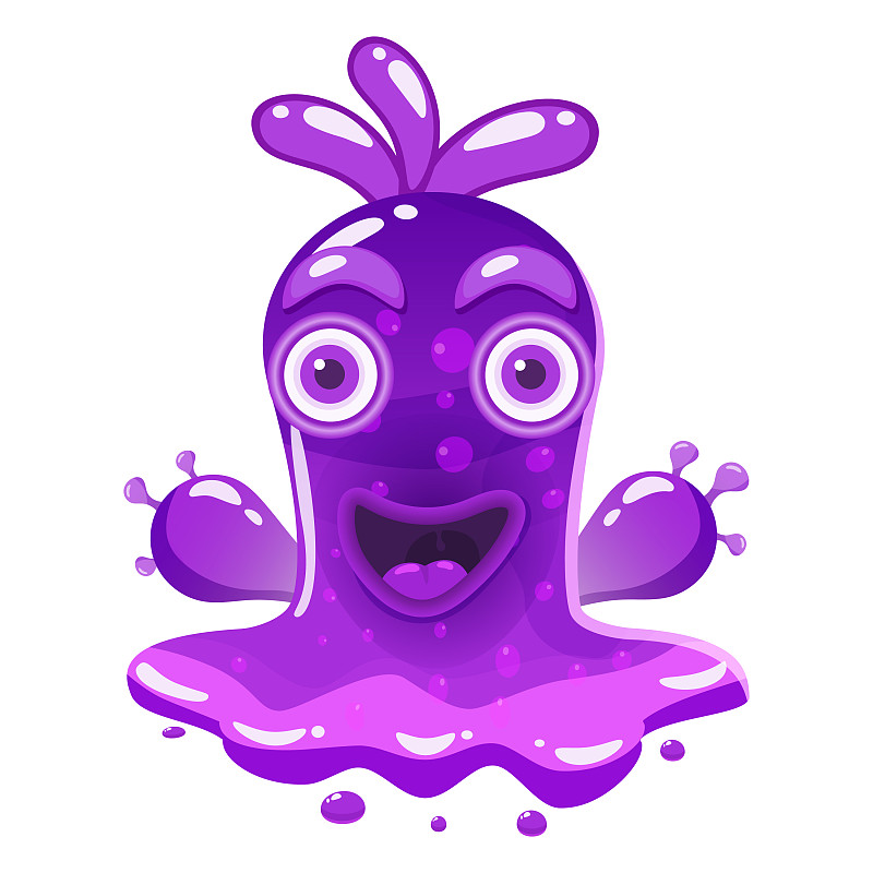 黏液怪物紫色七彩闪闪发光的角色插画图片