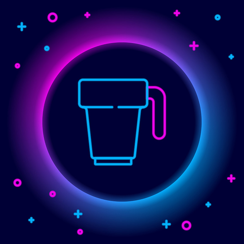 发光的霓虹灯线咖啡杯图标孤立上插画图片
