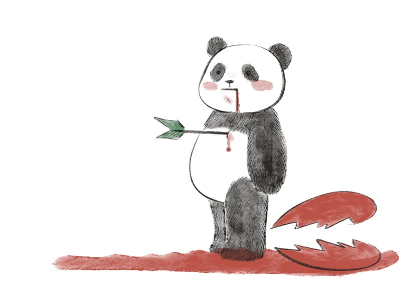 熊猫心碎插画图片