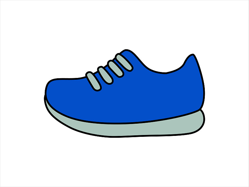 蓝色运动跑鞋插画图片