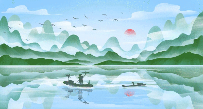 桂林山水动态插画图片下载