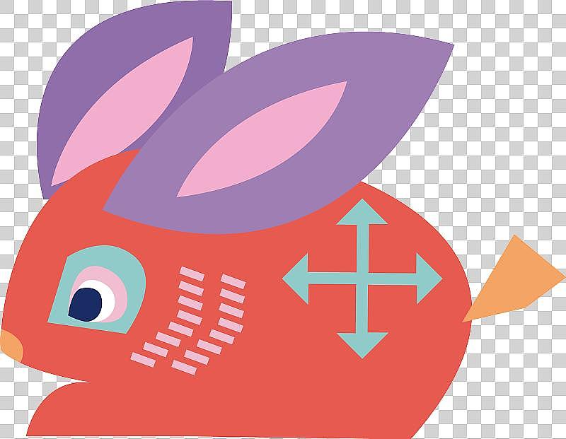 扁平红色免抠兔子素材图片下载
