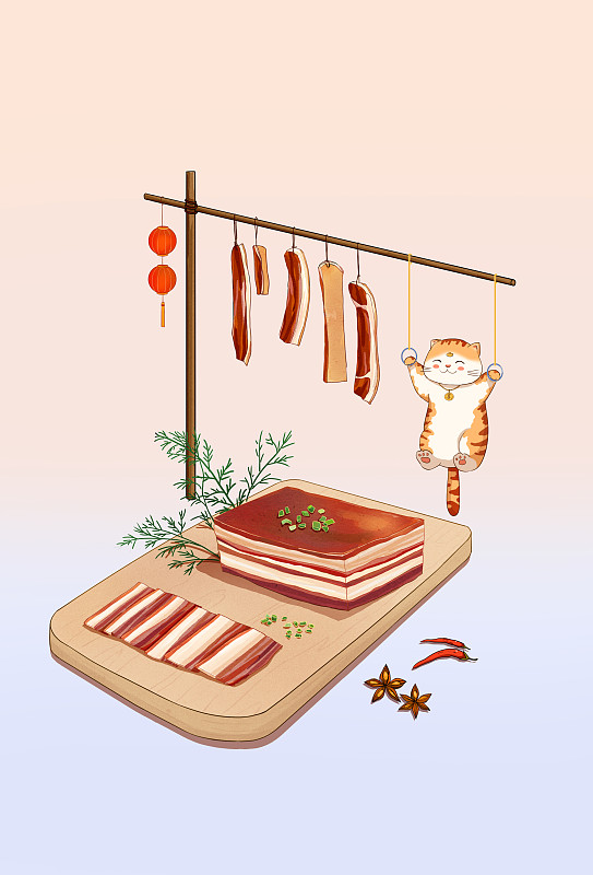 传统二十四节气美食大雪腌肉图片下载