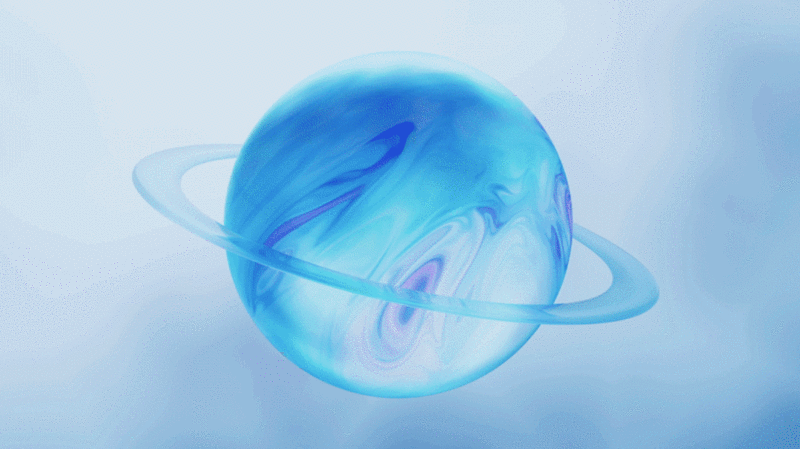 蓝色透明星球3D渲染插画下载