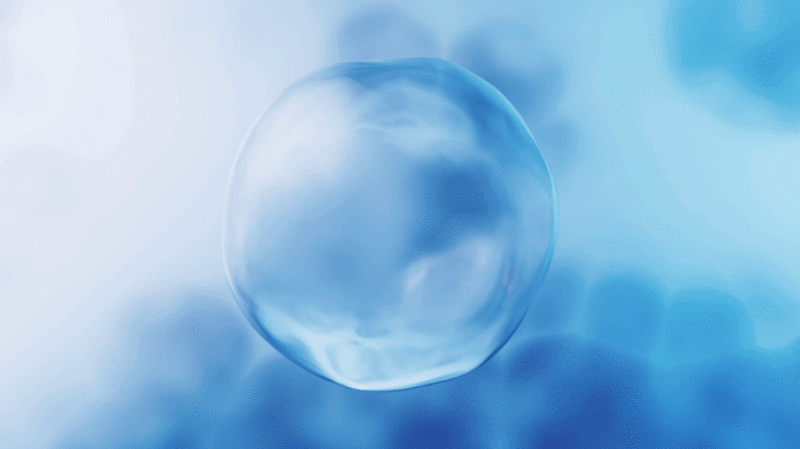透明气泡蓝色背景3D渲染插画下载
