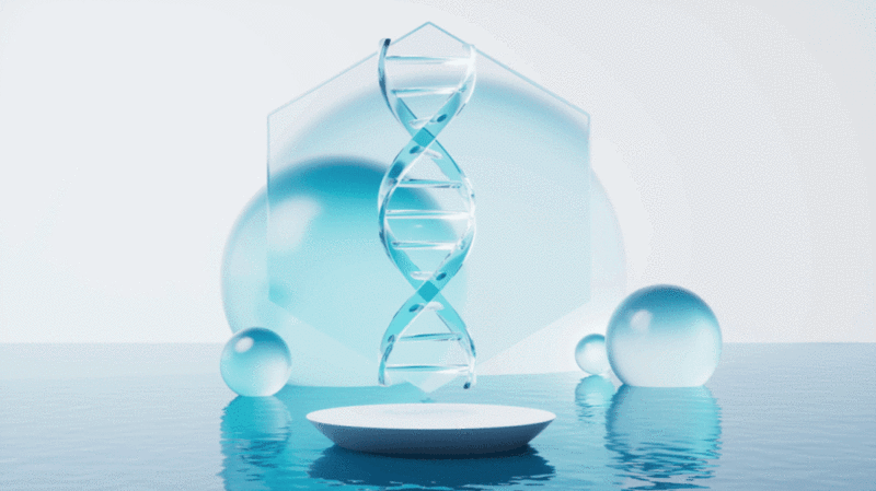 透明DNA与水面3D渲染图片下载
