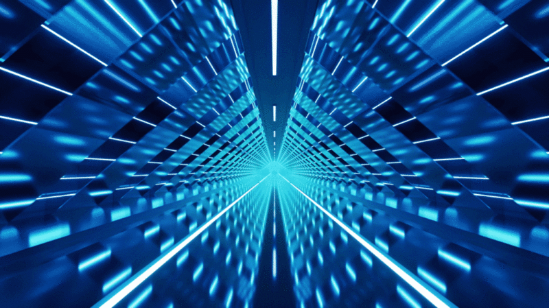 霓虹发光线条与隧道空间3D渲染插画下载