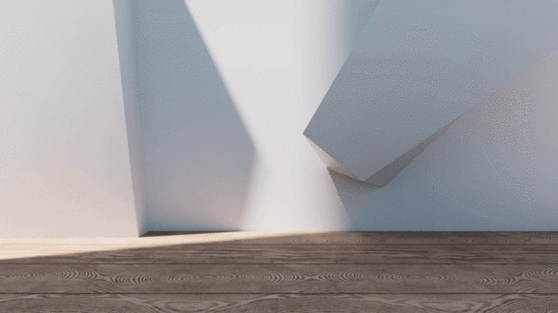 几何体建筑空间与木地板3D渲染图片下载