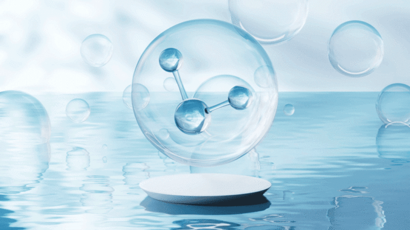水面上的分子3D渲染插画下载