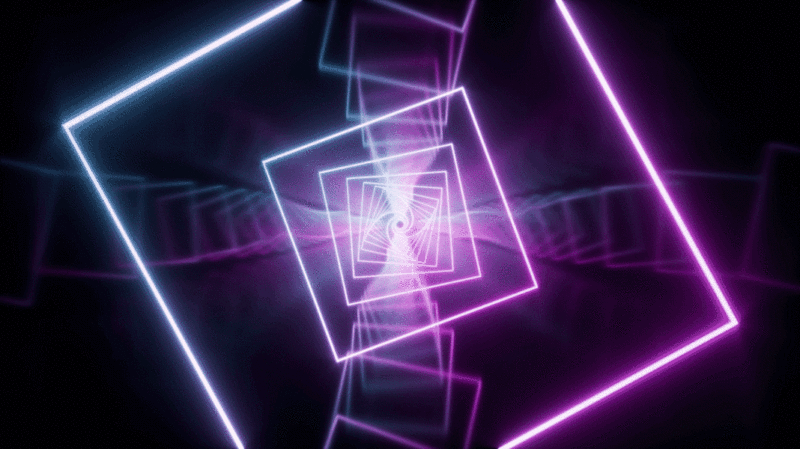 抽象霓虹光线隧道循环动画3D渲染图片下载