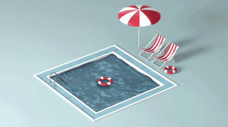 游泳池内流动的水面插画下载