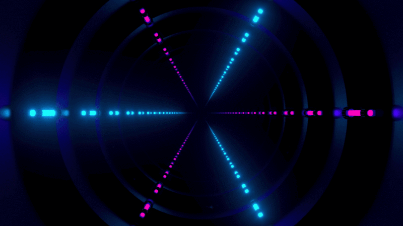 霓虹灯光与圆形隧道3D渲染插画下载