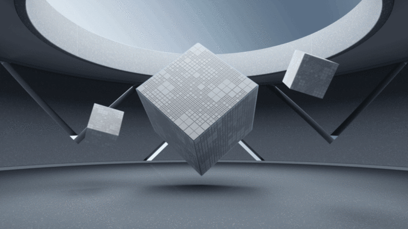悬浮空中的方块材料3D渲染插画下载