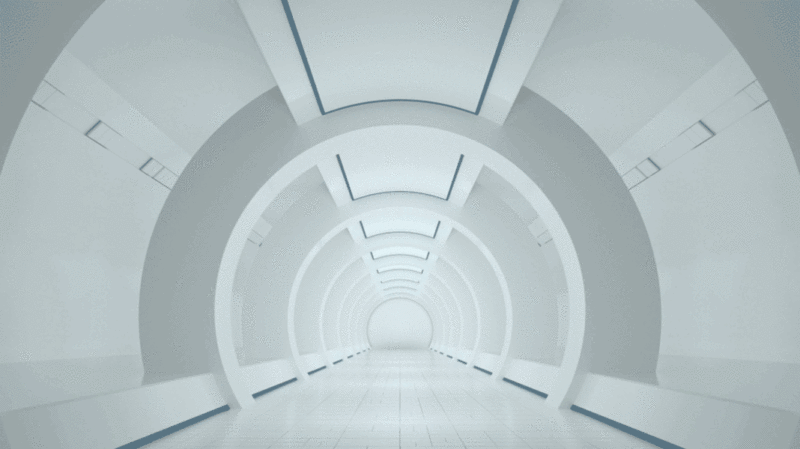 前进在白色科技感隧道3D渲染图片下载