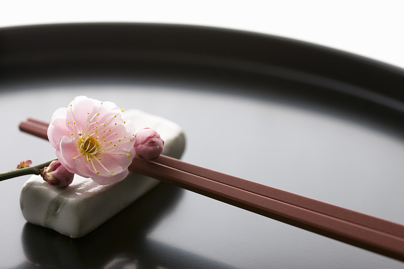 筷子和一盆梅花图片下载