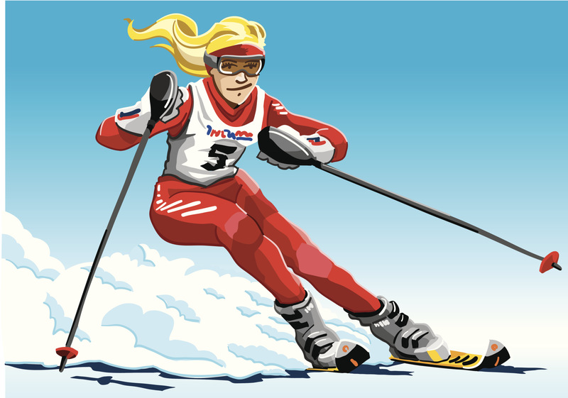 女子障碍滑雪者红色图片下载
