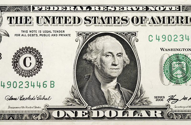 美国货币一美元纸币图片下载