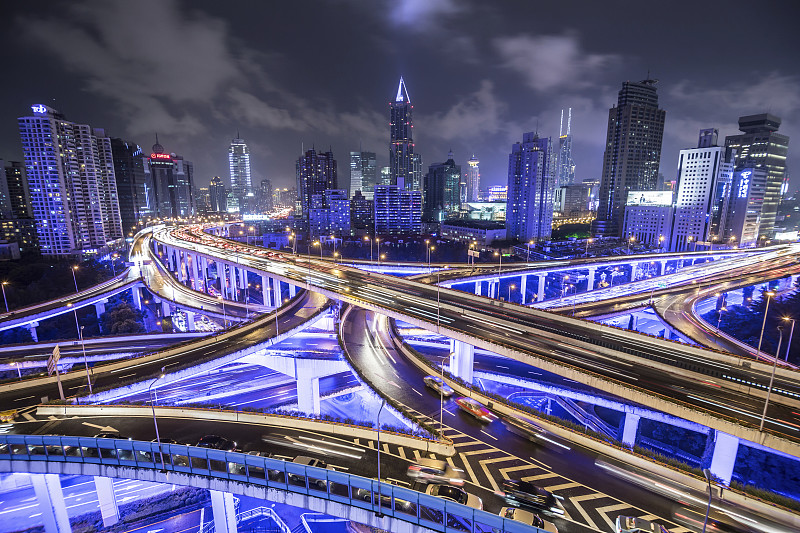 上海公路之夜图片素材